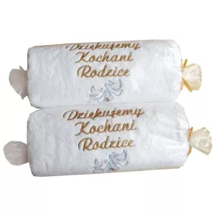 Ręczniki z haftem - prezent na Podziękowania dla Rodziców, Ślub - komplet 70x140 cm