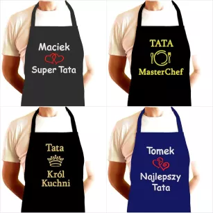 Prezent na Dzień Ojca dla Taty - fartuch personalizowany z napisem, haftem