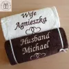 Ręczniki z napisem Wife, Husband - prezent na Ślub