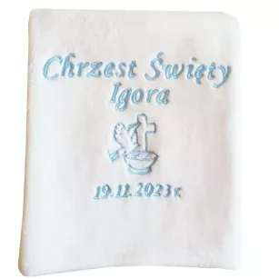 Kocyk do Chrztu - z imieniem, haftem - prezent na Chrzest, pamiątka