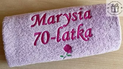 Prezent na 70 urodziny, siedemdziesiątkę - ręcznik z napisem, haftem