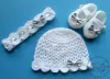 Komplet 3-częściowy : czapeczka+opaska+buciki KOLEKCJA KOKARDKI