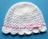 Czapeczka dla noworodka na szydełku - KOLEKCJA KOKARDKI - 10