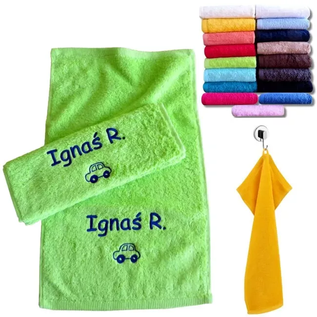 Ręcznik do przedszkola z imieniem haftem zawieszką 30x50