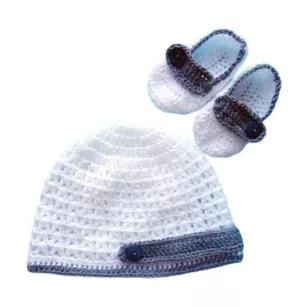 Komplet szydełkowy 2-cz. czapka+buciki KOLEKCJA KLASYCZNA