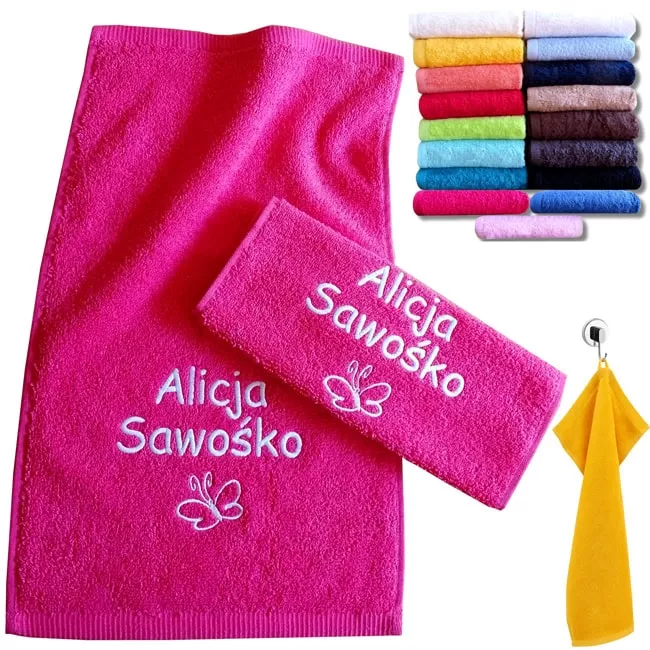 Ręcznik do przedszkola z imieniem, haftem, zawieszką