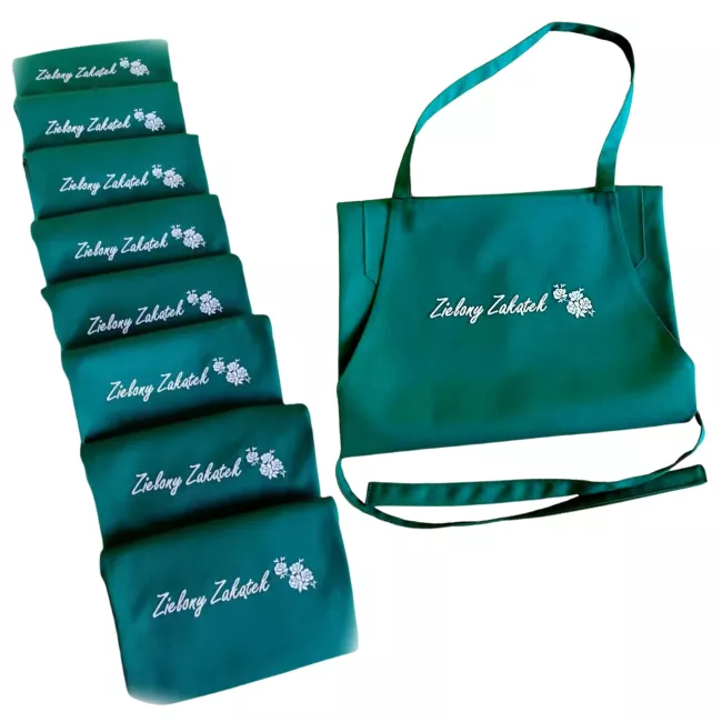 Fartuch florystyczny z logo, haftem, logotypem do kwiaciarni