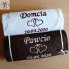 Ręczniki na ślub z imieniem i datą