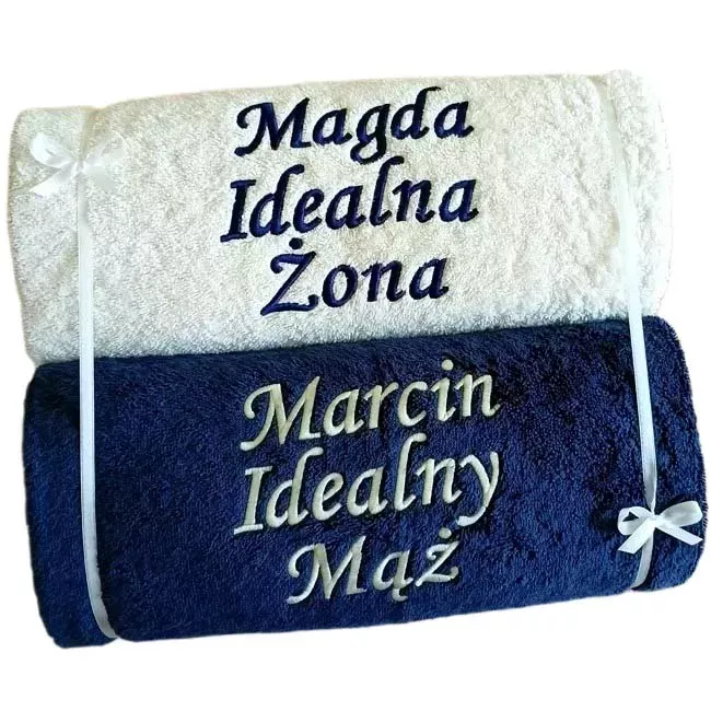 Ręczniki z haftem Idealna Żona, Idealny Mąż - super prezent 