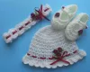 Komplet szydełkowy 3-cz. kapelusik+opaska+buciki, KOLEKCJA KWIATY - 2
