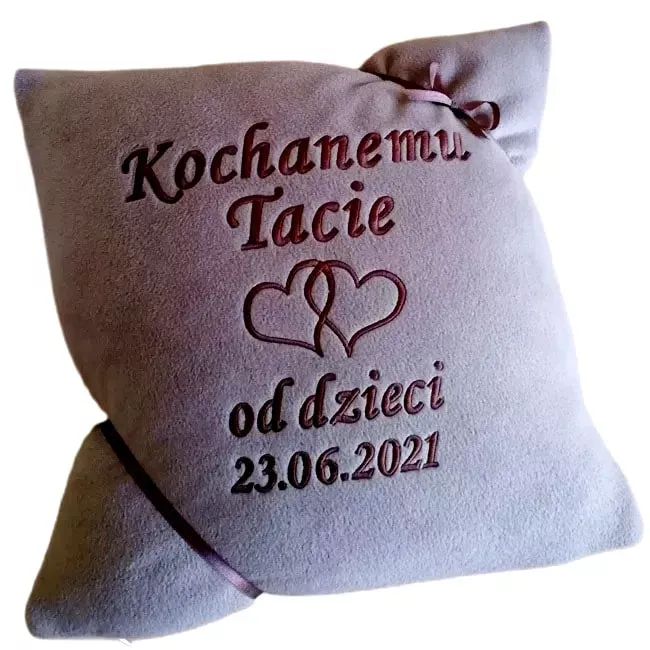 Prezent na Dzień Taty, Ojca od dzieci - poduszka z dedykacją, haftem