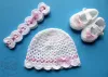 Komplet szydełkowy 3-cz. - czapeczka+opaska+buciki