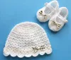 Komplet szydełkowy 2-cz. czapeczka+opaska+buciki, KOLEKCJA GROSZKI - 2
