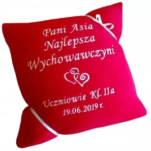 Prezent dla Wychowawcy, Nauczyciela - poduszka z napisem, haftem