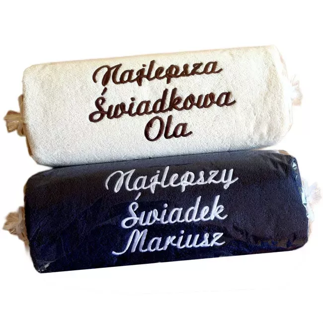 Prezent dla Świadkowej, Świadka na podziękowania ślubne - ręcznik personalizowany z haftem, napisem