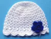 Czapeczki szydełkowe - KOLEKCJA KWIATY czapeczka szydełkowa czapka niemowlęca na chrzest do chrztu narodziny roczek - 14