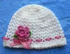 Czapeczki szydełkowe - KOLEKCJA KWIATY czapeczka szydełkowa czapka niemowlęca na chrzest do chrztu narodziny roczek - 22