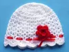 Czapeczki szydełkowe - KOLEKCJA KWIATY czapeczka szydełkowa czapka niemowlęca na chrzest do chrztu narodziny roczek - 8